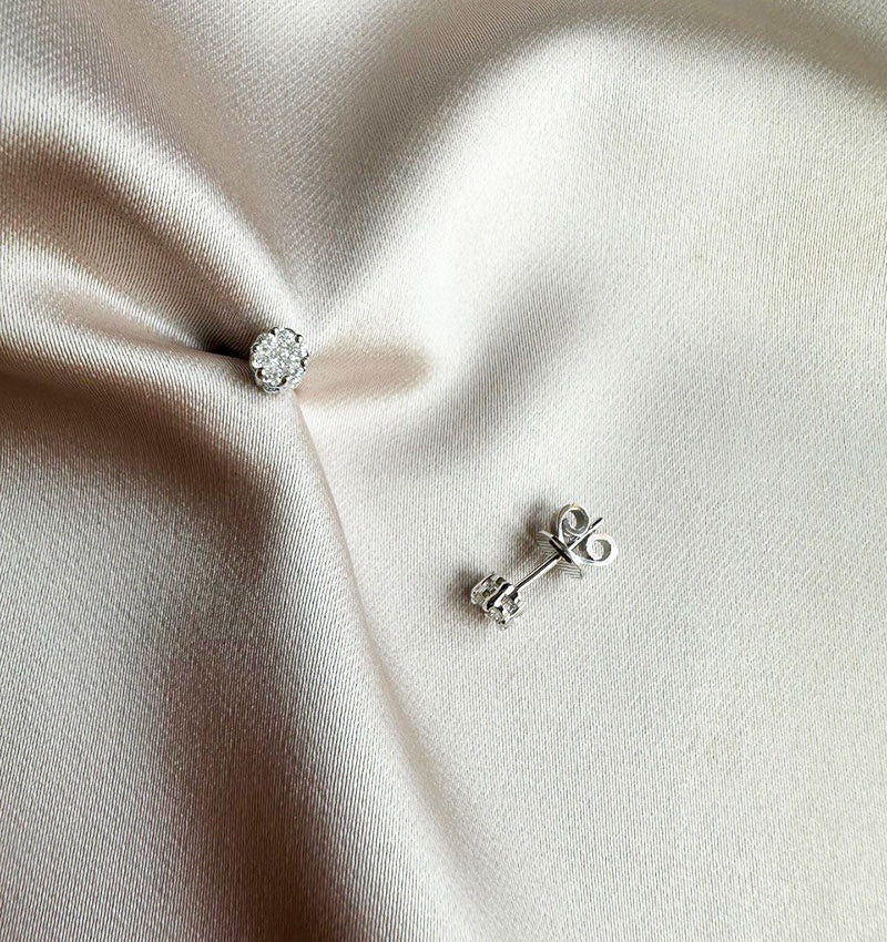 Серьги из белого золота с бриллиантом 0.19ct