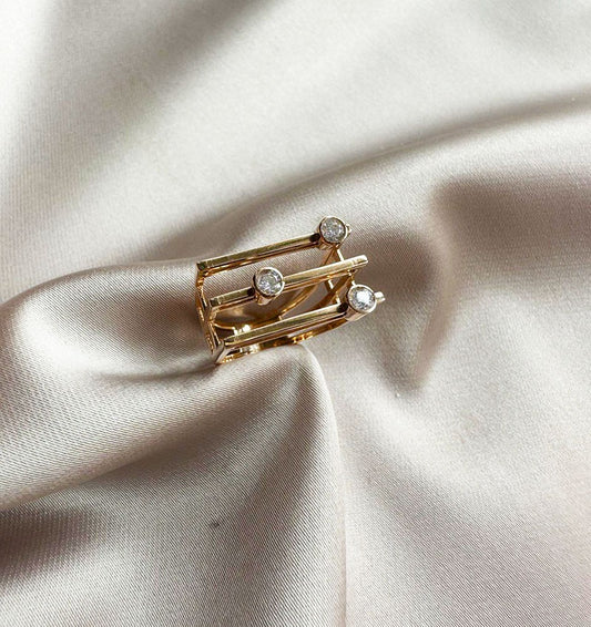 Inel din aur roz cu zirconiu