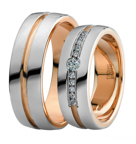 Wedding rings made of White gold|Rose gold|Yellow gold with zircon