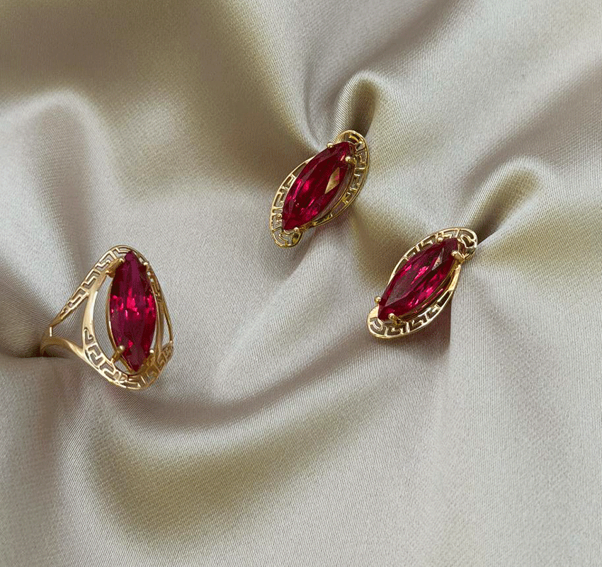 Set din aur roz cu zirconiu