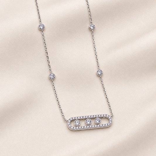 Rose gold necklace with cubic zirconia