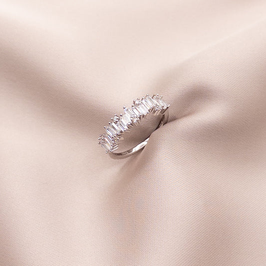 Silver ring with cubic zirconia
