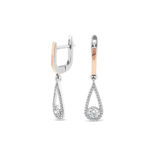 Silver earrings with gold inserts and zircon