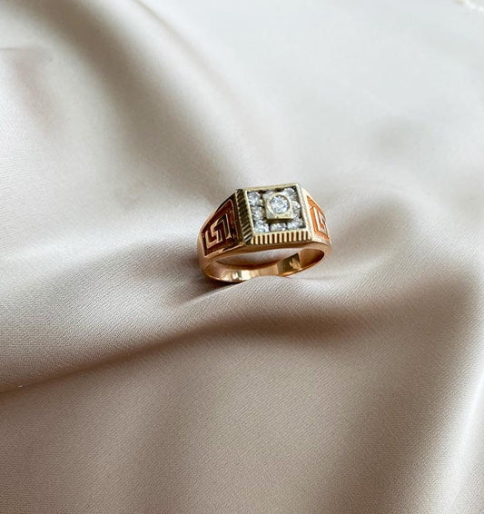 Inel din aur roz cu zircon