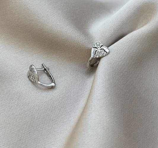 Серьги из белого золота с цирконом