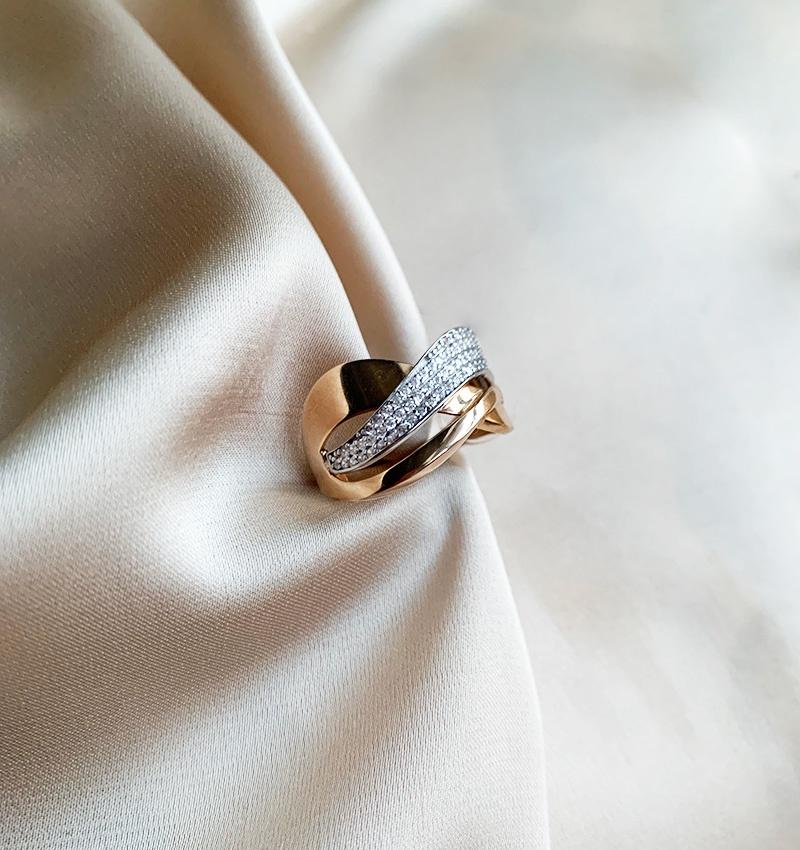 Inel din aur roz cu zirconiu