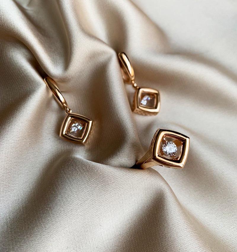 Set de aur roz cu zircon