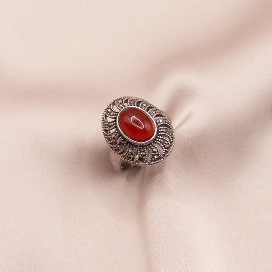 Silver ring with enamel