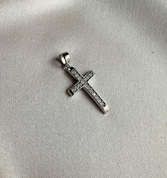 Cruce din aur alb cu zirconiu