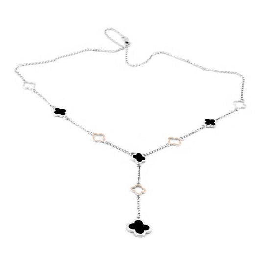 Silver necklace with gold inserts and enamel