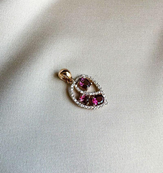 Pandantiv din aur roz cu zirconiu și ametist