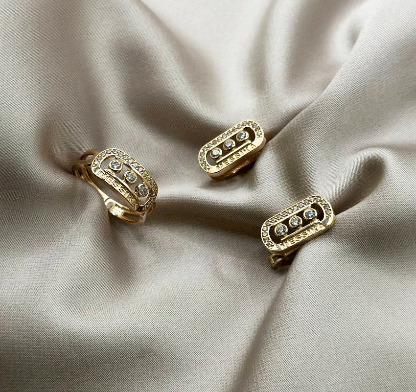 Set din aur roz cu zircon