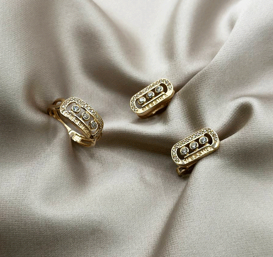 Set din aur roz cu zircon