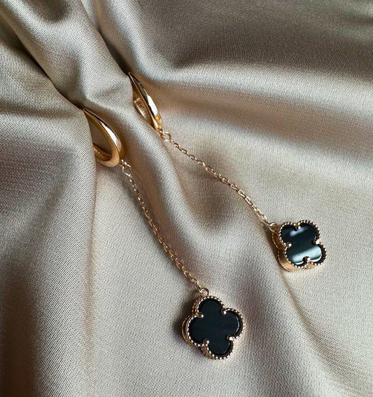 Rose gold earrings with onyx