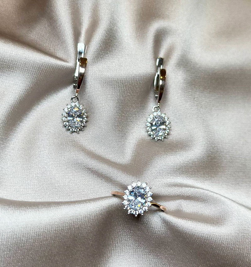 Сет из серебра с золотыми вставками с цирконом