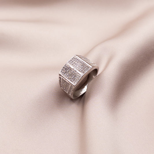 Silver ring with cubic zirconia