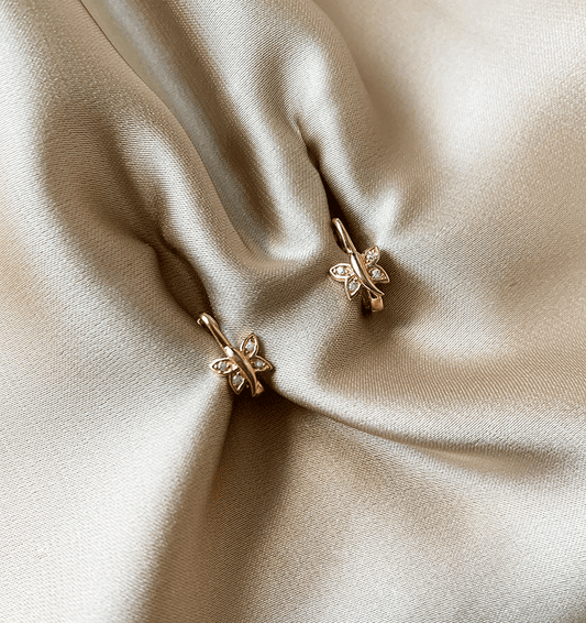 Rose gold earrings with zircon