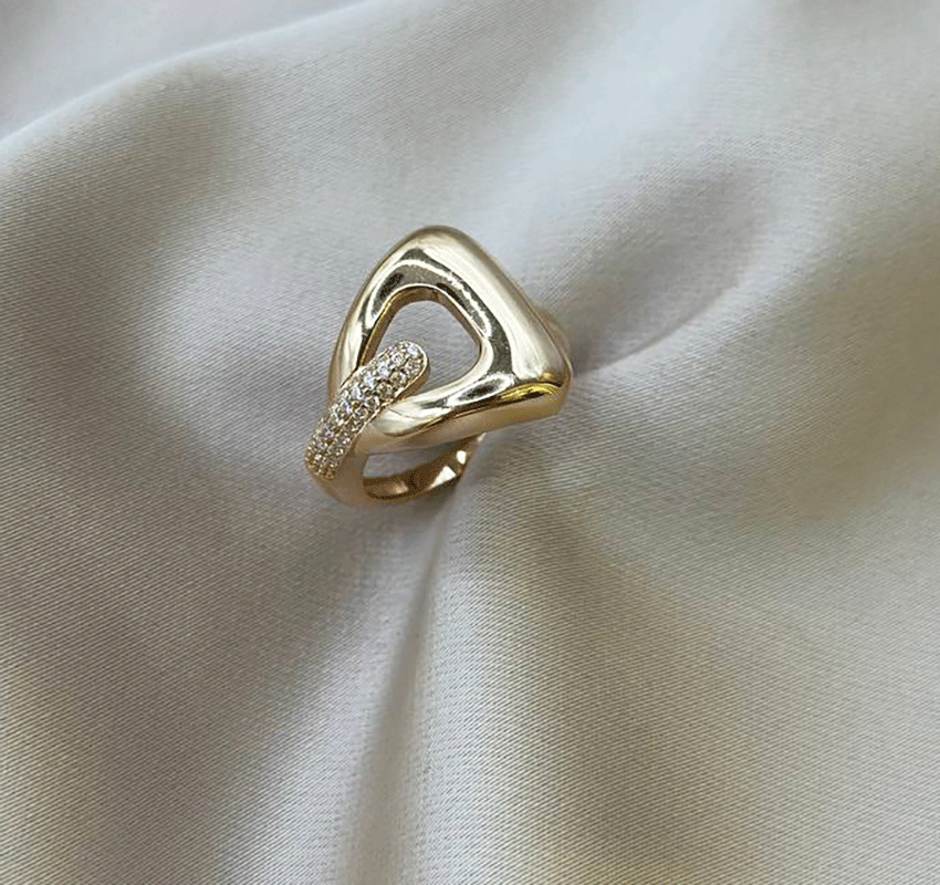 Inel din aur roz cu zirconiu