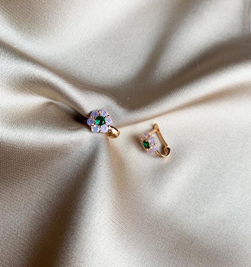 Cercei din aur roz cu zirconiu și opal