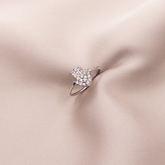 Silver ring with zircon