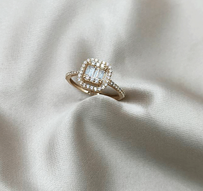 Inel din aur roz cu zirconiu