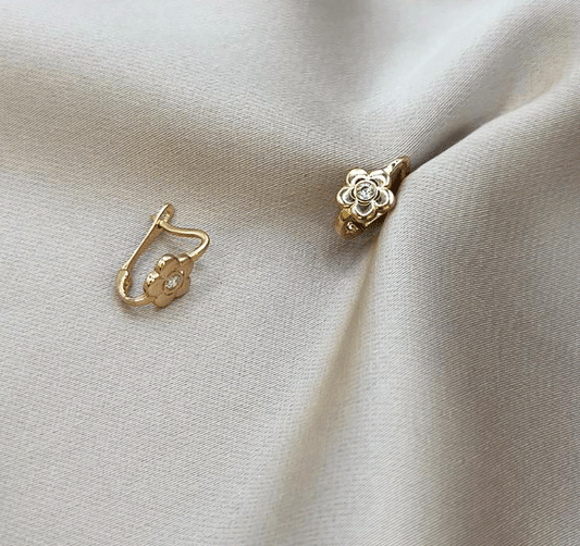 Rose gold earrings with zircon