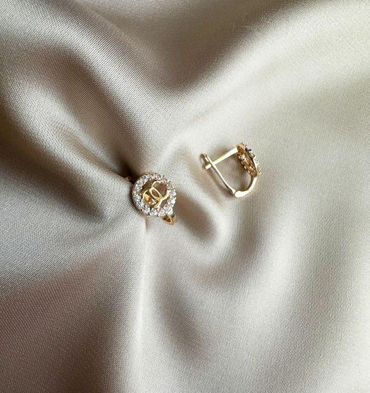 Cercei din aur roz cu zirconiu