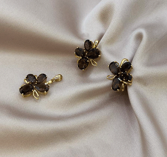 Сет из желтого золота с цирконом