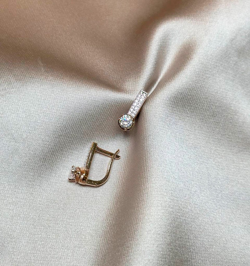 Cercei din aur roz cu zirconiu