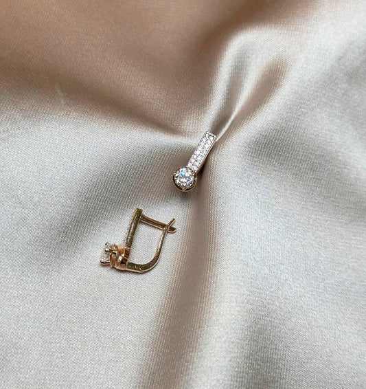 Cercei din aur roz cu zirconiu