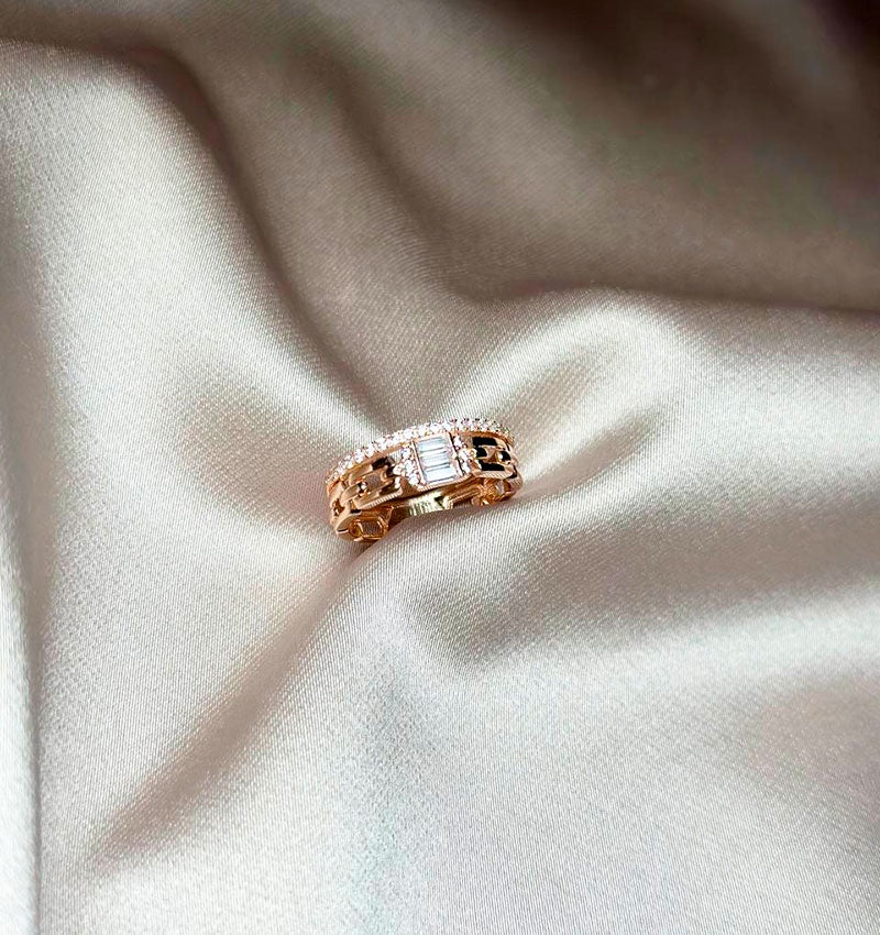 Inel din aur roz cu zirconiu