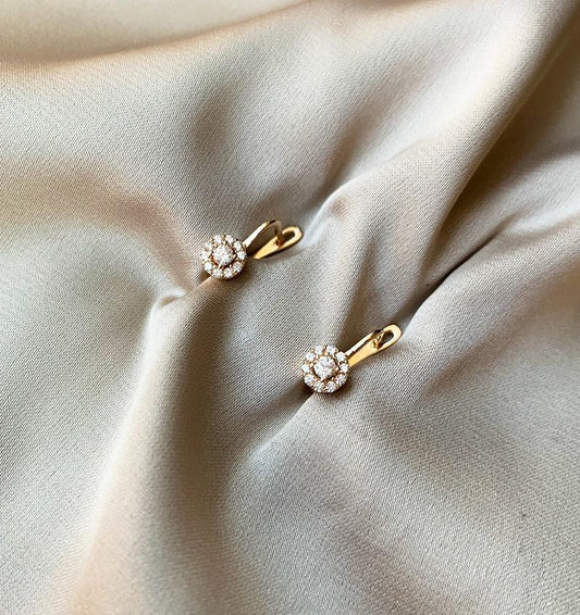 Rose gold earrings with zircon