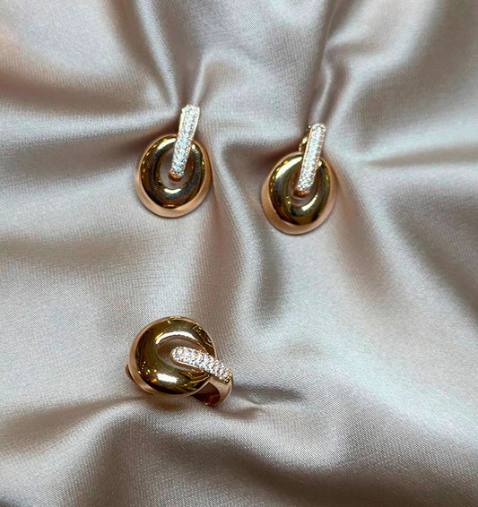 Set din aur roz cu zircon