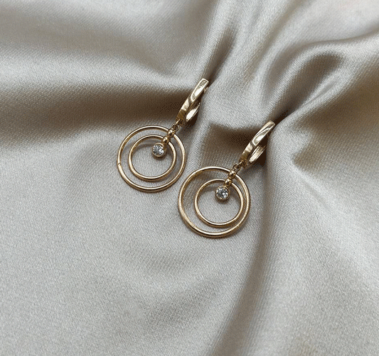 Rose gold earrings with zircon