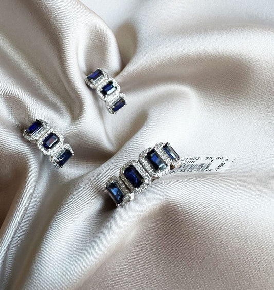 Сет из белого золота с бриллиантом и сапфиром 5ct