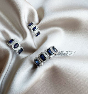 Сет из белого золота с бриллиантом и сапфиром 5ct