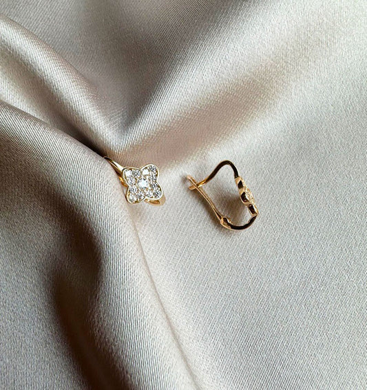 Cercei din aur roz cu zircon