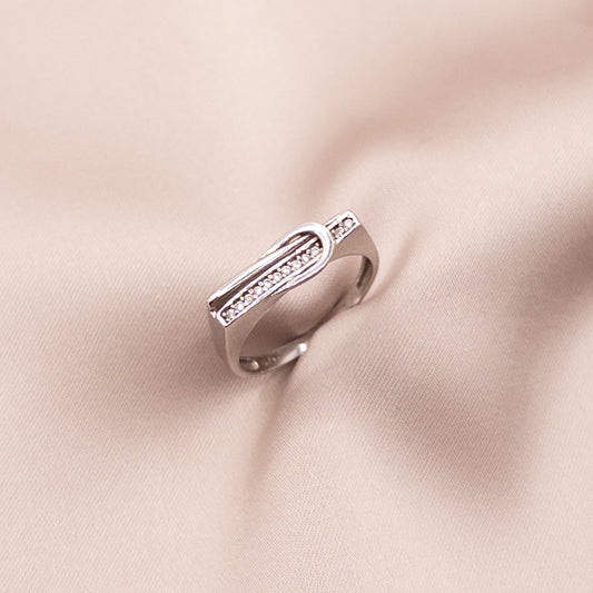 Silver ring with cubic zirconia