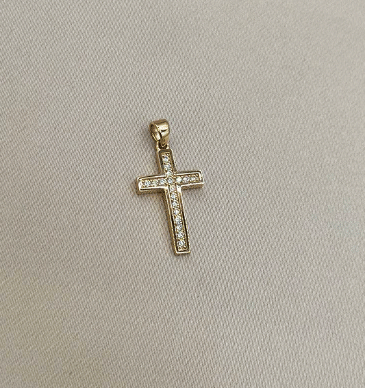 Cruciuliță din aur roz cu zircon