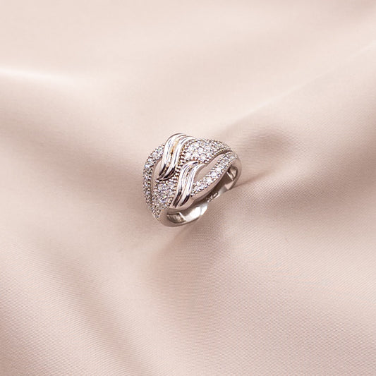 Silver ring with cubic zirconia