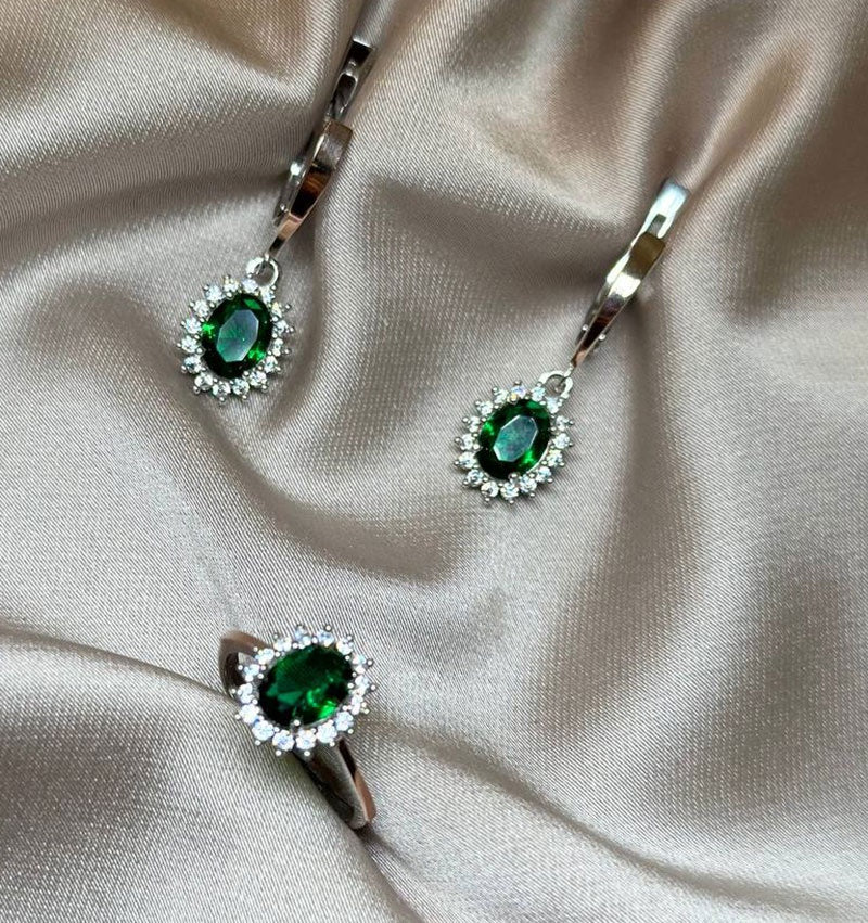 Set of silver with gold inserts and zircon