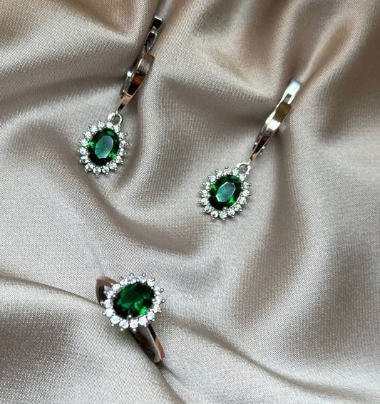 Set of silver with gold inserts and zircon