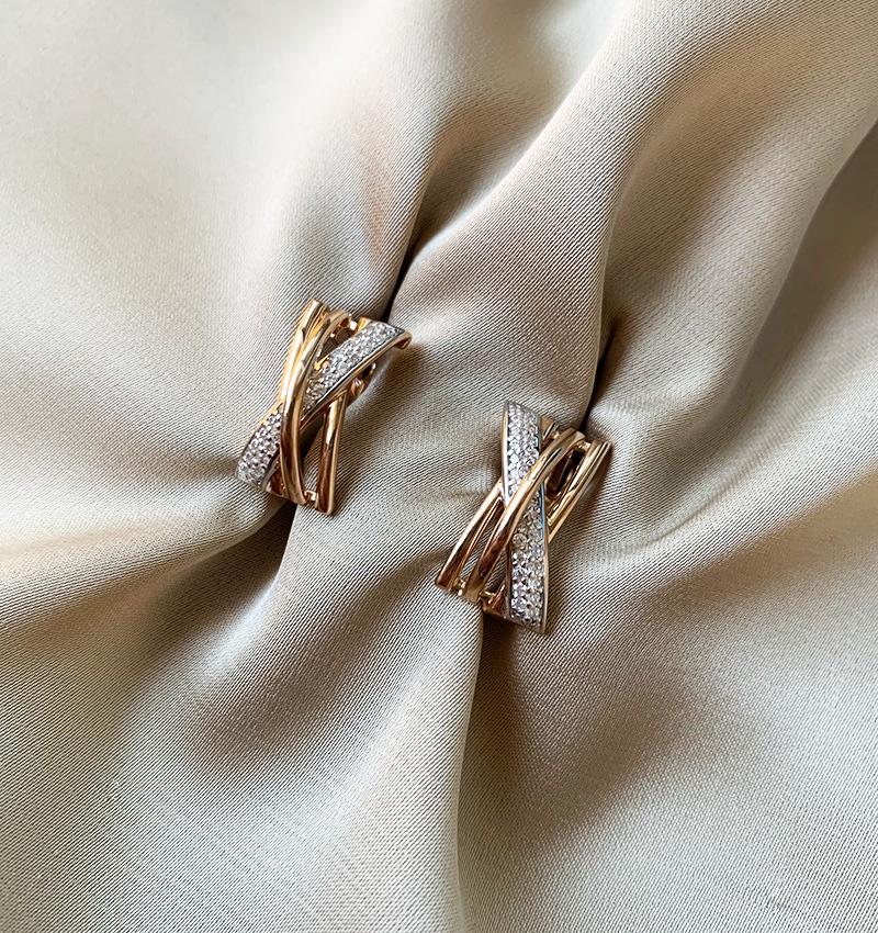 Cercei din aur roz cu zirconiu