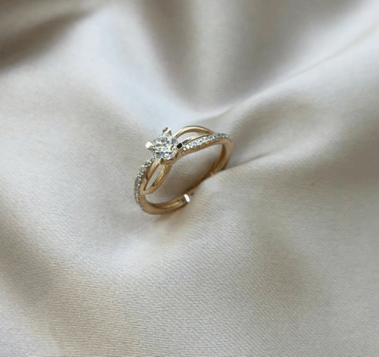 Inel de logodnă din aur roz cu zircon