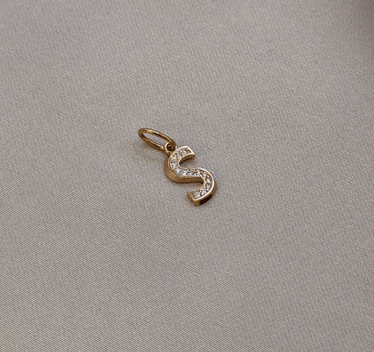 Кулон-Буква из розового золота с цирконом