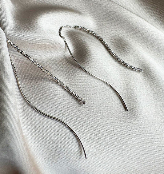 Серьги из белого золота с цирконом