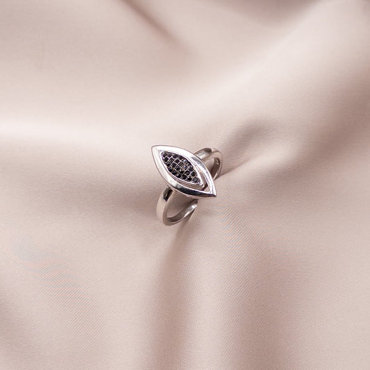 Silver ring with zircon