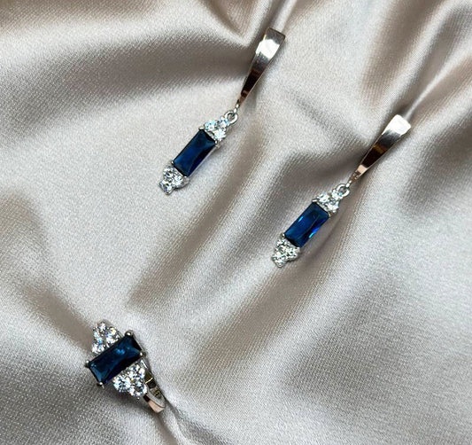 Set of silver with gold inserts and zircon