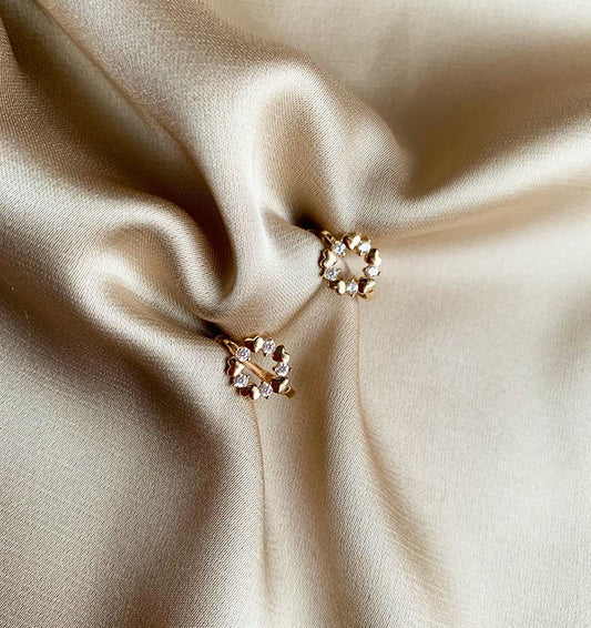 Rose gold earrings with zircon