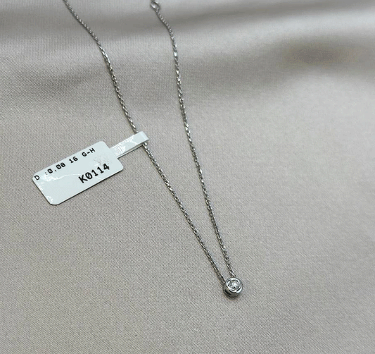 Colier din aur alb cu diamant de 0,08 ct